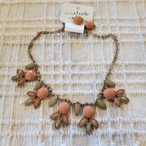 Charming Charlie Boho floral beaded statement necklace with matching earrings